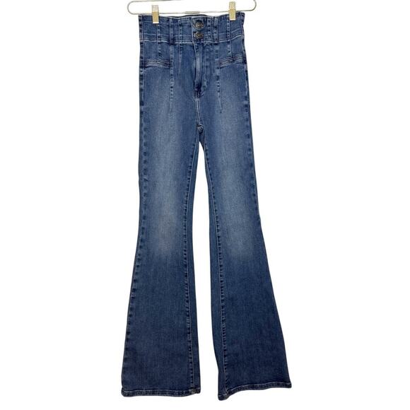 Free People We The Free Jayde Flare Jeans Women 26 Blue Denim Boho Hippie - Picture 1 of 9